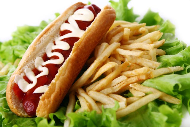 French fries with hotdog